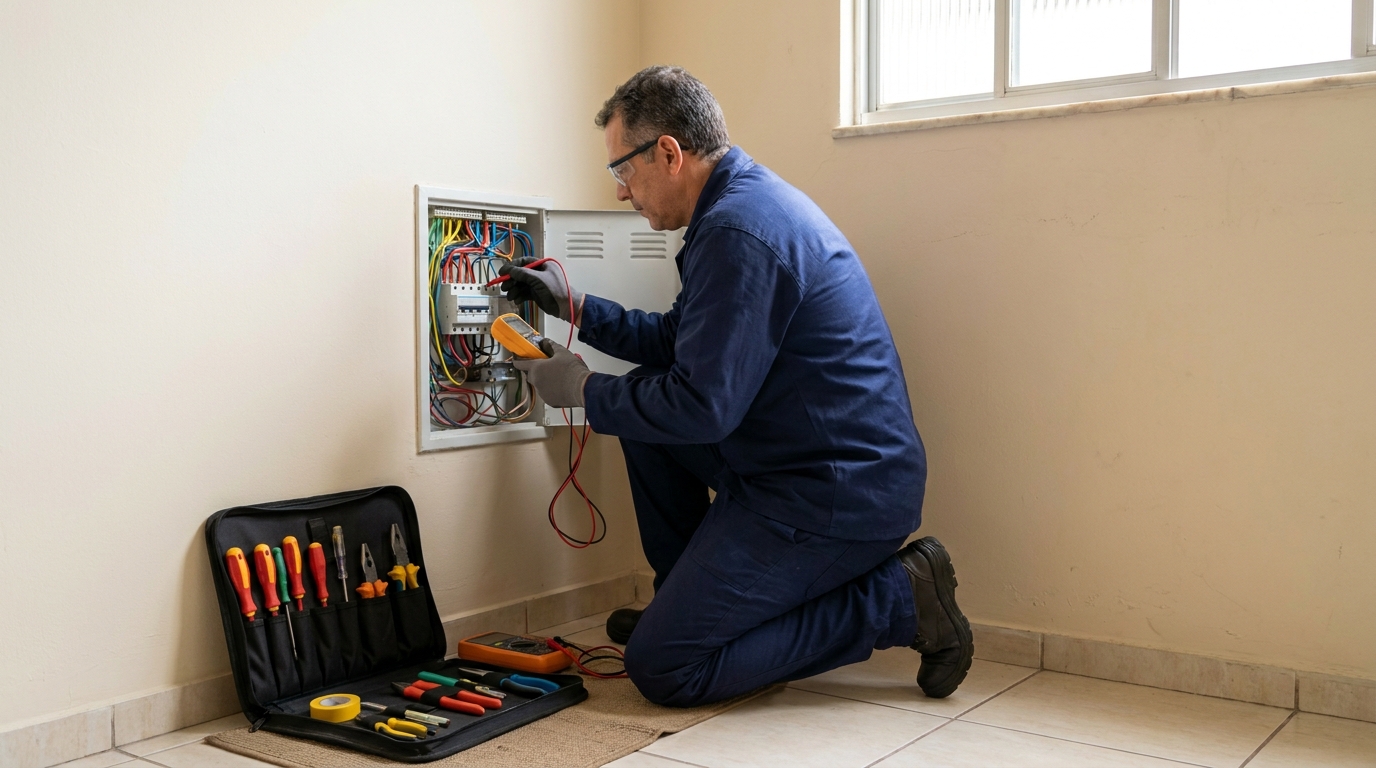 Eletricista atendendo em residência em Gravataí‑RS