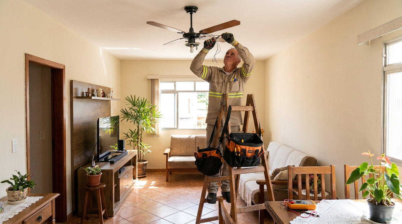 Montagem de ventilador de teto em Gravataí‑RS